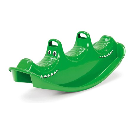 Dondolo Coccodrillo in Plastica - Modello con 3 Posti a Sedere e Piedini Antiribaltamento