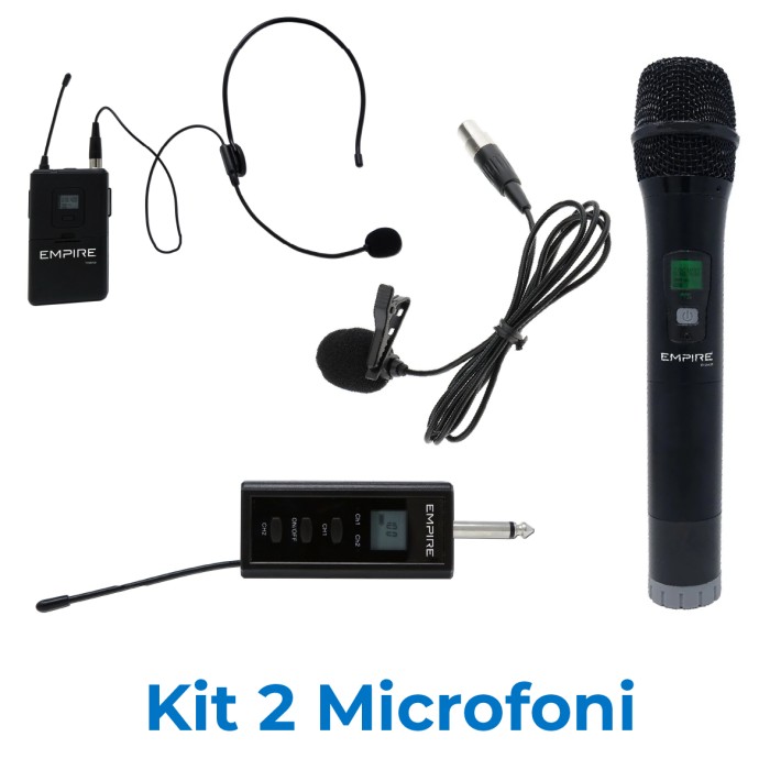Kit di 2 microfoni wireless Empire - con ricevitore con jack 6,3mm - Pile microfono escluse