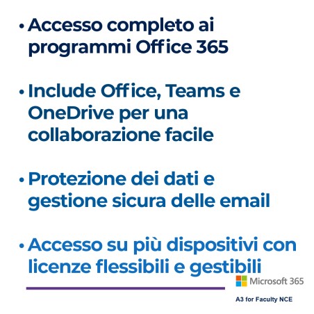 Microsoft 365 A3 For Faculty Nce - 1 Licenza Per 1 Utente ( Docente - Segreteria - Ata -...