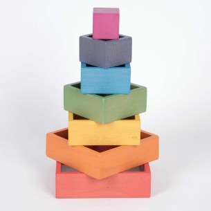 Quadrati Arcobaleno Matrioska in Legno - Set da 7 Pezzi 2