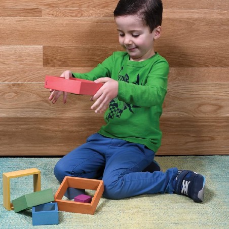 Quadrati Arcobaleno Matrioska in Legno - Set da 7 Pezzi