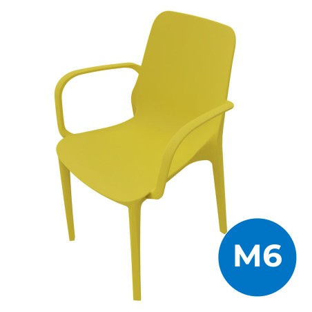 Sedia Ginevra con Braccioli - Altezza Seduta 47 cm - Colore Scocca Giallo