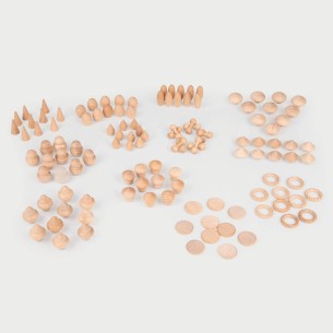 Set 120 Oggetti/Tesori per Gioco Libero - In Legno Naturale