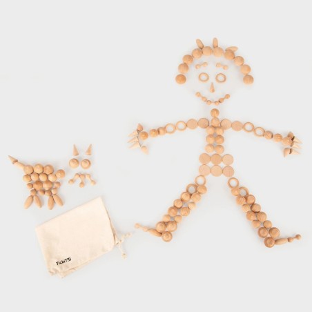 Set 120 Oggetti/Tesori per Gioco Libero - In Legno Naturale