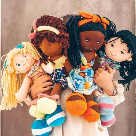 Set 4 "Bambole del Mondo" in Tessuto - Altezza 35 cm