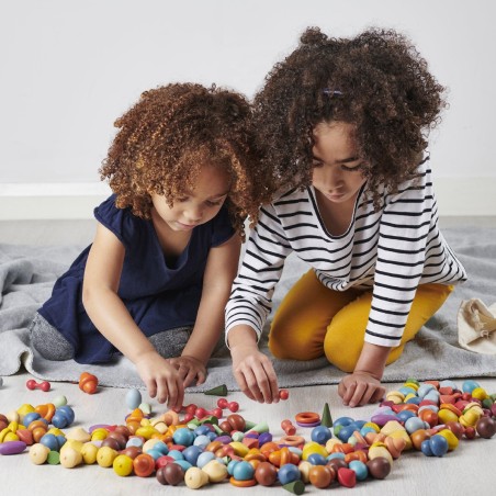 Set 420 Oggetti/Tesori per "Gioco Libero" - In Legno Liscio e Colorato