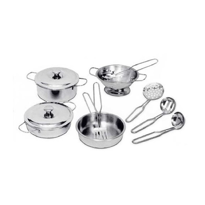 Set 9 Utensili e Pentolini in Metallo -...