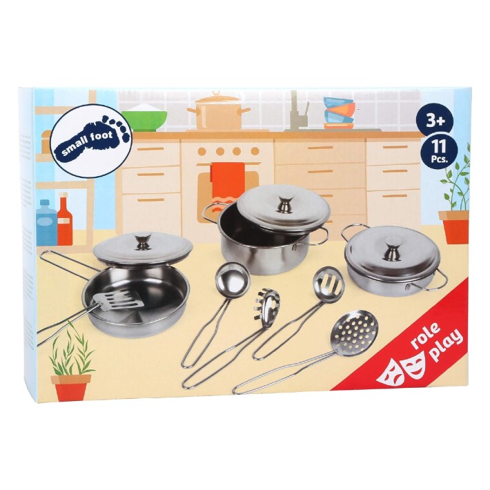 Set 9 Utensili e Pentolini in Metallo -...