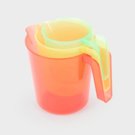 Set da 3 Caraffe Colorate Traslucide con Tacche di Misurazione - in Materiale Acrilico