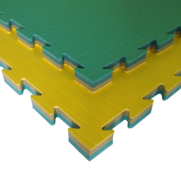 Set da 4 Mattonelle in EVA - Dimensioni cm. 50 x 50 / Spessore cm. 2,5 - Bicolor Giallo/Verde