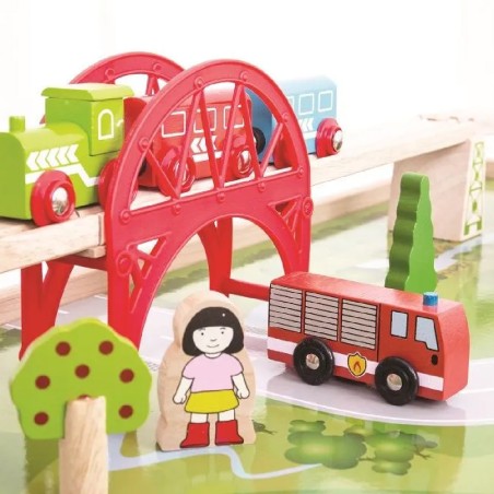 Tavolo da Gioco con Trenino e Binari - Confezione da 59 Pezzi - Modello TRENO GO