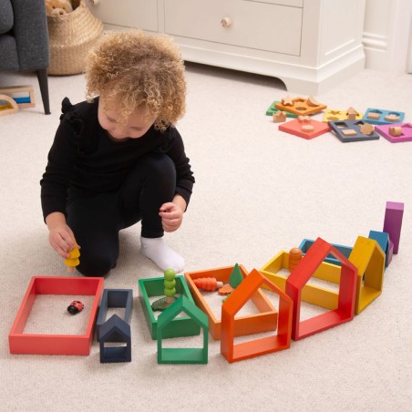 Casette Arcobaleno Matrioska in Legno - Set da 7 Pezzi