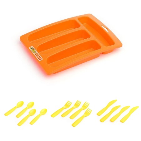 Set Gioco 17 Posate + Portaposate in Plastica