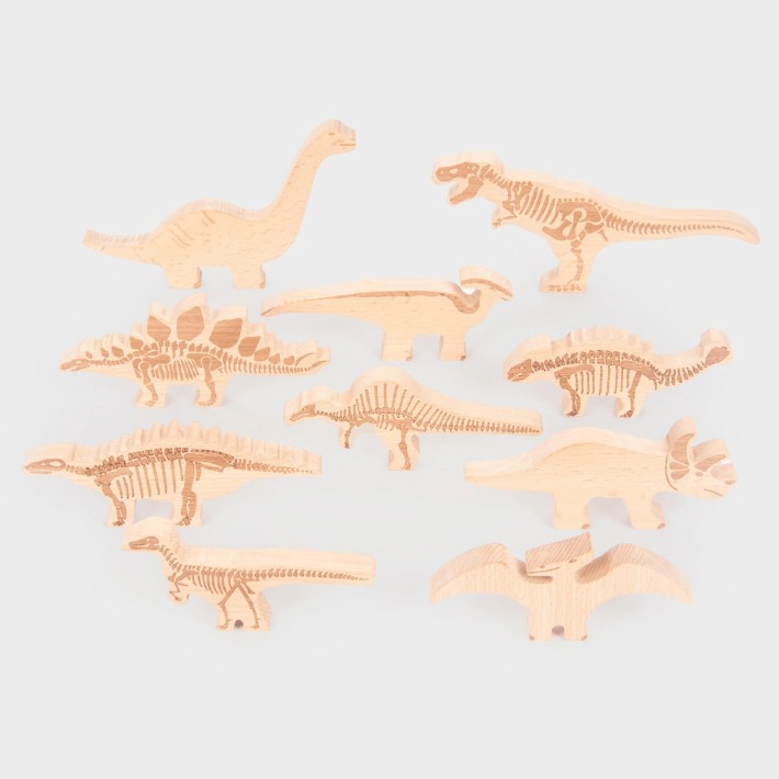Set Gioco Blocchi dei Dinosauri - In Legno di Faggio