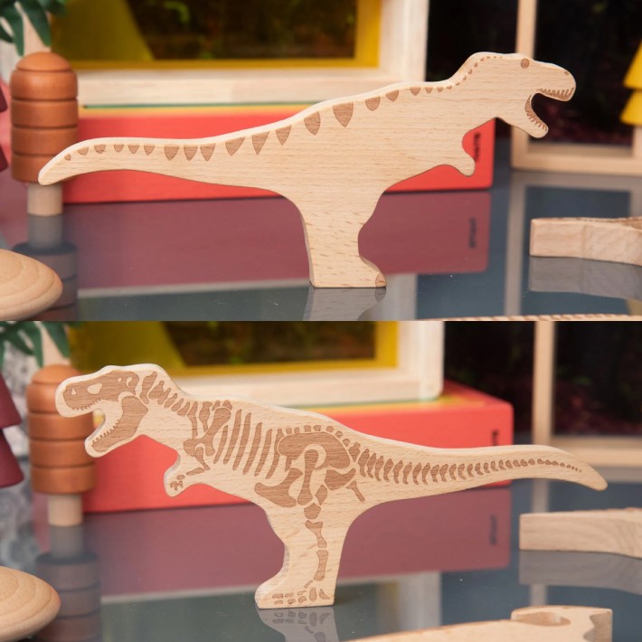 Set Gioco Blocchi dei Dinosauri - In Legno di...