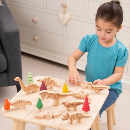 Set Gioco Blocchi dei Dinosauri - In Legno di Faggio