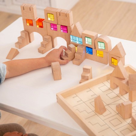 Set Gioco Blocchi Quadrati da Costruzione con Gemme Incastonate