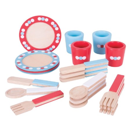 Set Gioco da 20 Stoviglie Assortite in Legno