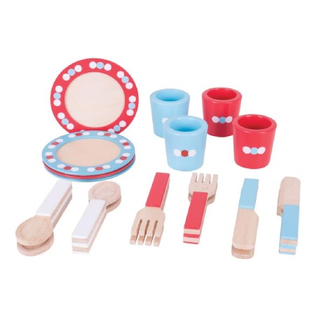 Set Gioco da 20 Stoviglie Assortite in Legno