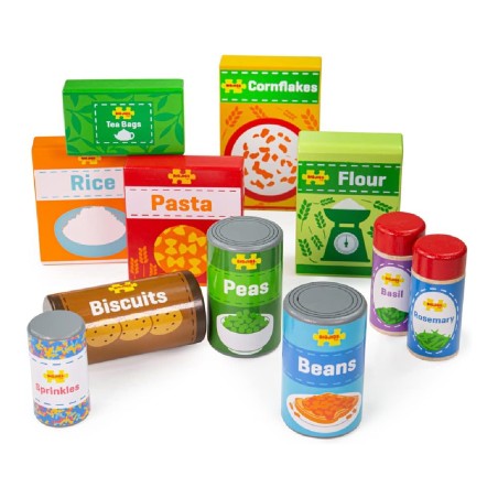 Set Gioco Generi Alimentari da Dispensa in Legno