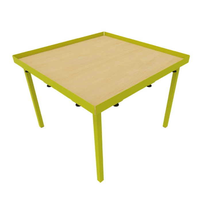 Tavolo Kalidro Coding - Colore Piano Acacia - Colore Gambe Wasabi