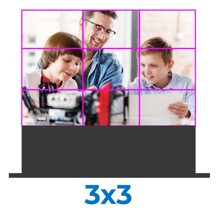 VideoWall 3x3 con base da pavimento -...