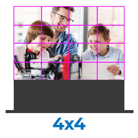 VideoWall 4x4 con base da pavimento - Dimensioni 217" - Inclusa Installazione Standard