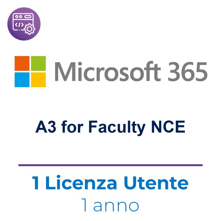 Microsoft 365 A3 For Faculty Nce - 1 Licenza Per 1 Utente ( Docente - Segreteria - Ata -...