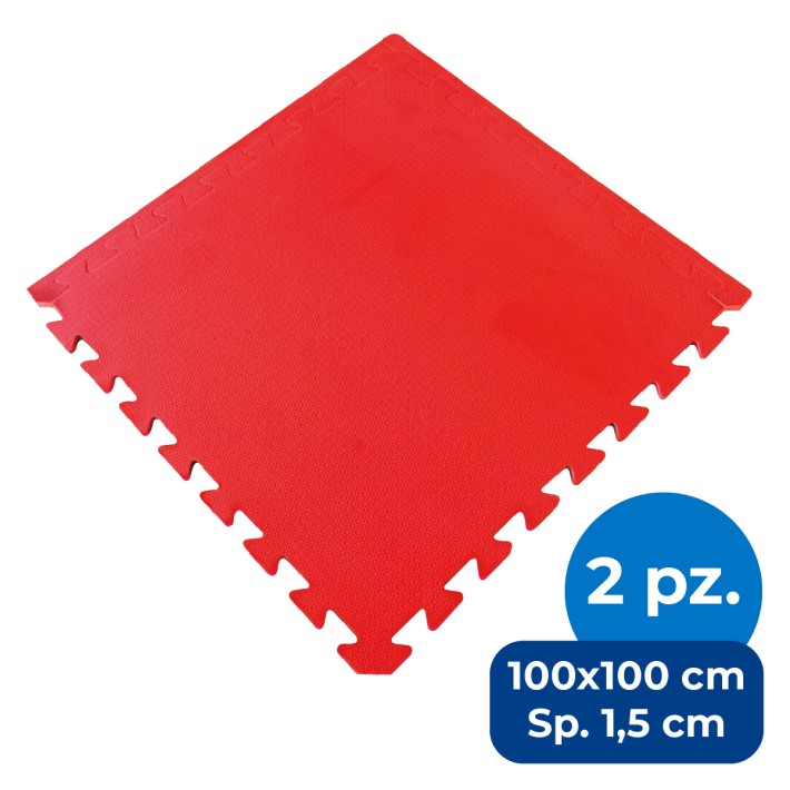 Set da 2 Mattonelle in EVA - Dimensioni cm. 100 x 100 / Spessore cm. 1,5 - Colore Rosso