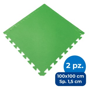Set da 2 Mattonelle in EVA  - Dimensioni cm. 100 x 100 / Spessore 1,5 - Colore Verde