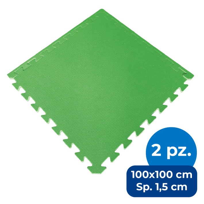 Set da 2 Mattonelle in EVA  - Dimensioni cm. 100 x 100 / Spessore 1,5 - Colore Verde