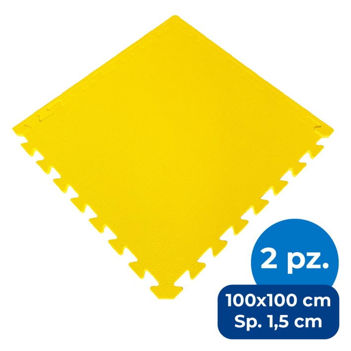 Set da 2 Mattonelle in EVA - Dimensioni cm. 100 x 100 / Spessore cm. 1,5 - Colore Giallo