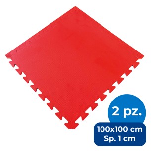 Set da 2 Mattonelle in EVA - Dimensioni cm. 100 x 100 / Spessore cm.1 - Colore Rosso