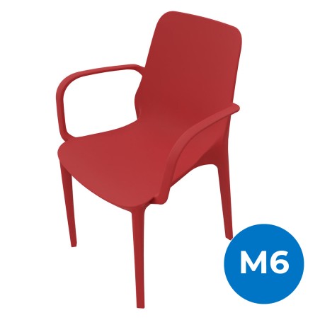 Sedia Ginevra con Braccioli - Altezza Seduta 47 cm - Colore Scocca Rosso