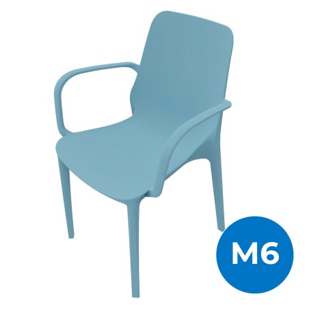 Sedia Ginevra con Braccioli - Altezza Seduta 47 cm - Colore Scocca Azzurro