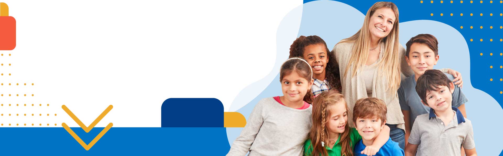 Bambini e docente sorridenti, simbolo dell&#039;educazione scolastica in un ambiente positivo