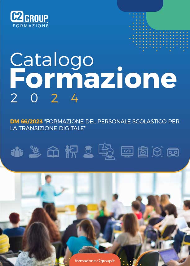 Copertina del catalogo formazione 2024 di C2 Group, dedicato al bando D.M.66/2023