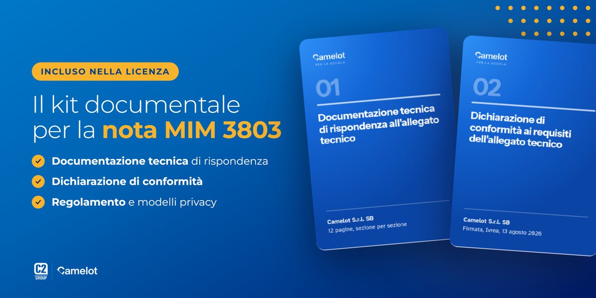 Kit documentale Camelot: documentazione tecnica di rispondenza e dichiarazione di conformità all'allegato tecnico